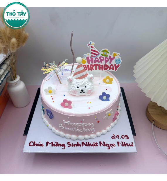 Bánh kem hàn quốc tone hồng -bánh kem làm theo yêu cầu