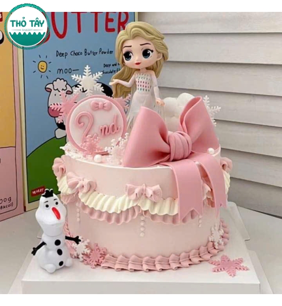 Bánh kem công chúa elsa màu Tone Hồng