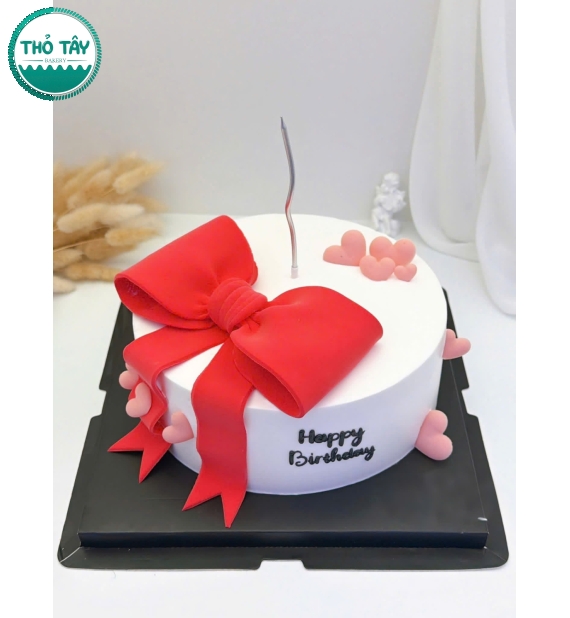 Bánh kem dành cho vợ yêu thích trái nơ đỏ 