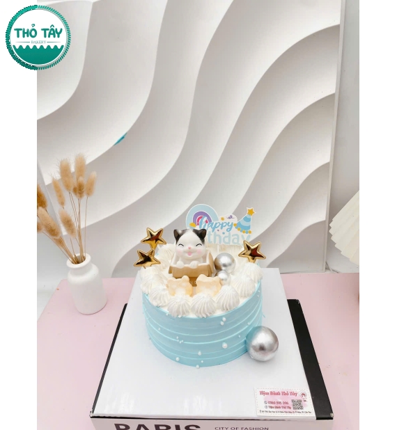 Bánh kem dành cho nữ tone xanh phụ kiện theo yêu cầu