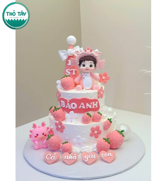 Mẫu bánh kem thôi nôi bé dâu xinh-bánh kem thỏ tây cần thơ