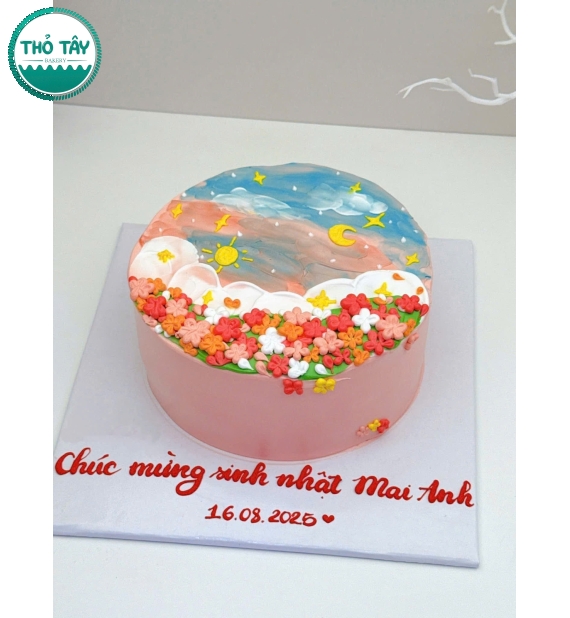 Bánh kem hàn quốc vẻ hình hoa chibi