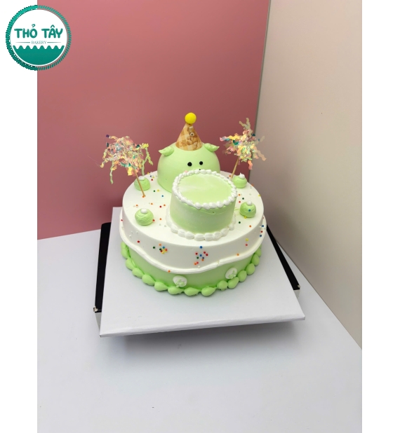 Bánh kem style hàn quốc tone xanh cây mẫu đẹp 