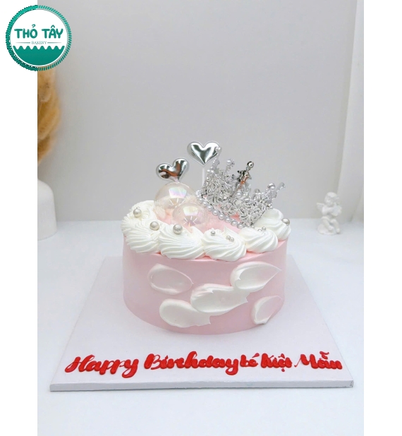 Bánh Kem tone hồng trang trí phụ kiện xinh xắn
