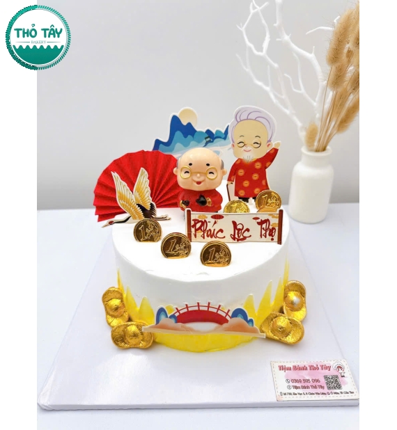 Bánh Kem chữ phúc lộc thọ mừng tặng ông bà