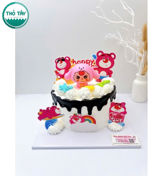 Bánh Kem mừng bé gái thích gấu dâu 