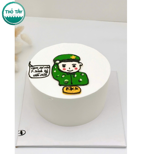 Bánh kem vẻ hình chibi chú công an hot 2026