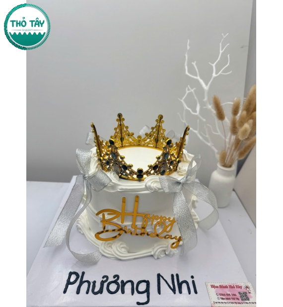 Bánh Kem dành cho nữ vương miện tone trắng