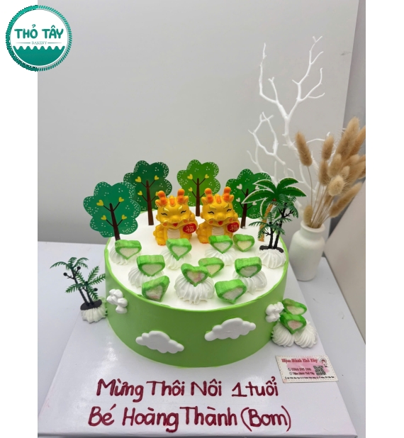 Bánh Kem thôi nôi dành cho bé trai tone xanh hot 2026