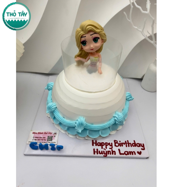 Bánh kem váy chảy công chúa tone xanh hot 2026