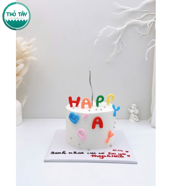 Bánh kem style Hàn Quốc chữ happy birthday