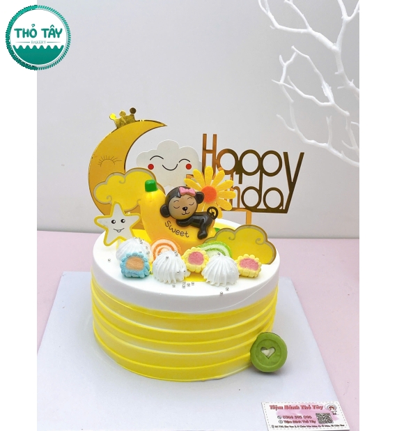 Bánh kem dành cho bé trai tone vàng hot 