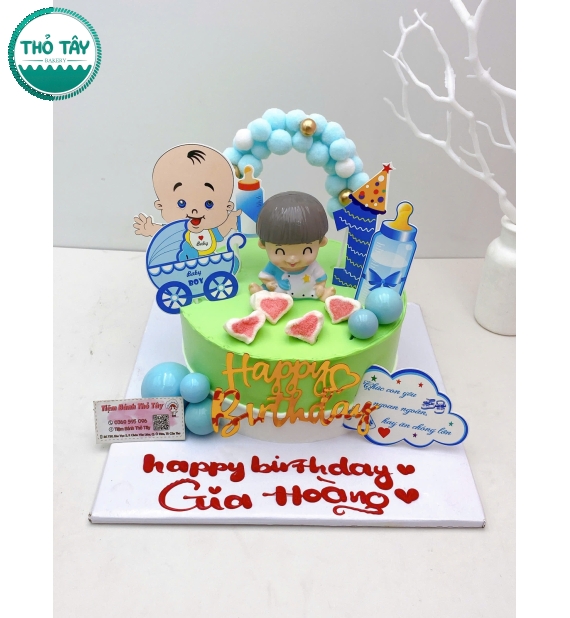 Bánh thôi nôi cho bé trai mẫu bánh đơn giản