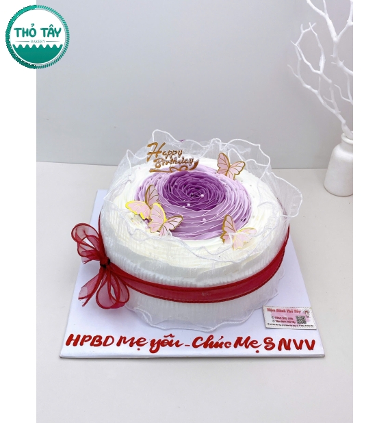 Bánh Kem sinh nhật tone hồng tặng mẹ tạo hình hoa 