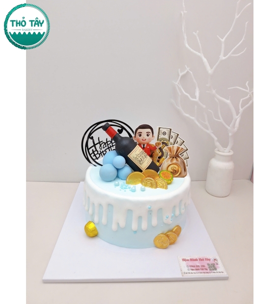 Bánh kem dành tặng bạn trai hot tone xanh dương 