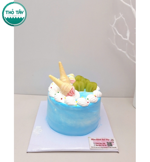 Bánh Kem Hàn Quốc tone xanh dương theo yêu cầu 