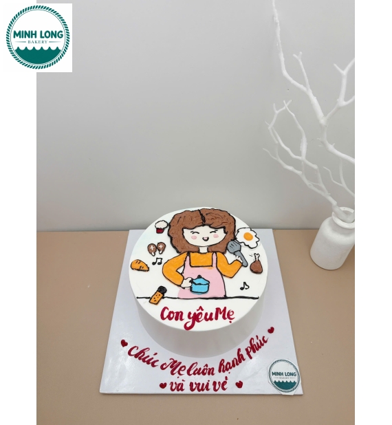 Bánh Kem vẻ hình chibi làm theo yêu cầu tặng mẹ 