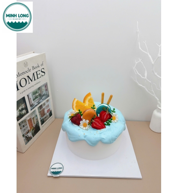 Bánh Kem trái cây mix tone xanh hot 