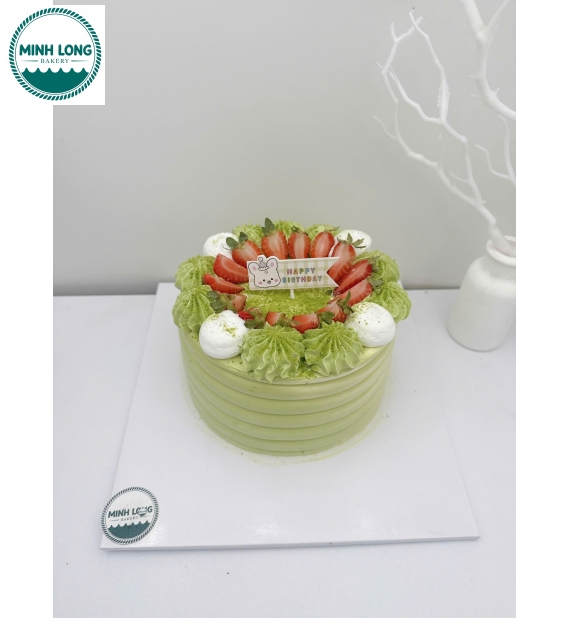 Bánh Kem trái cây tone xanh cây mix dâu 
